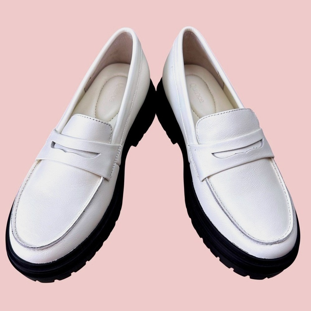 Quince Italian Leather Lug Sole Loafer NWB Size 5 WNS Bone Chunky Penny BSUN001